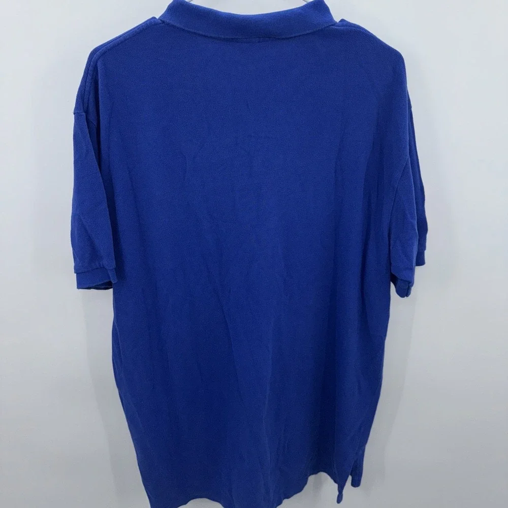 Polo Ralph Lauren Blue Short Sleeve Polo Shirt Large Orang Pony Size XL Vintage